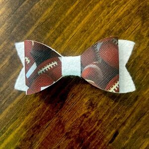 Girls small football bow hair clip